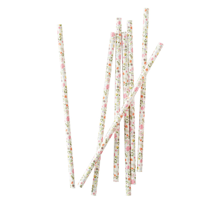 Ditsy Floral Straws Floral Pack of 25