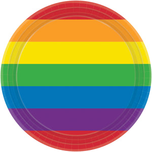 Rainbow Round Paper Lunch Plates 7in/ 17cm Pack of 8