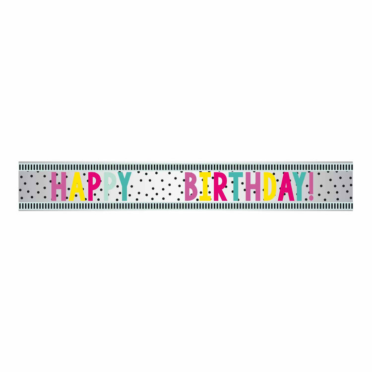 Banner Happy Birthday Dots Multi-Coloured Add-An-Age Foil 1.8m