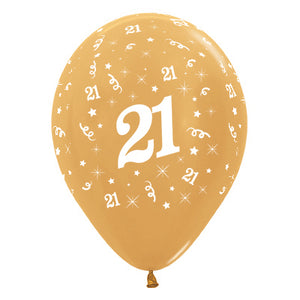Sempertex 30cm Age 21 Metallic Gold Latex Balloons Pack of 25
