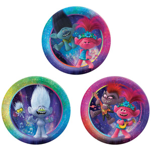 Trolls 2 Assorted 17cm Round Prismatic Paper Plates Pack of 8