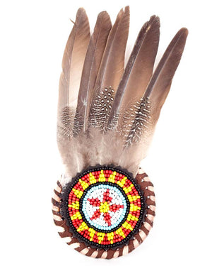 Tribal Beaded Hair Clip with Feathers