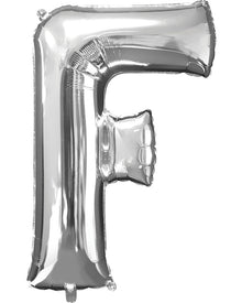 Letter F Silver Megaloon Foil Balloon 100cm