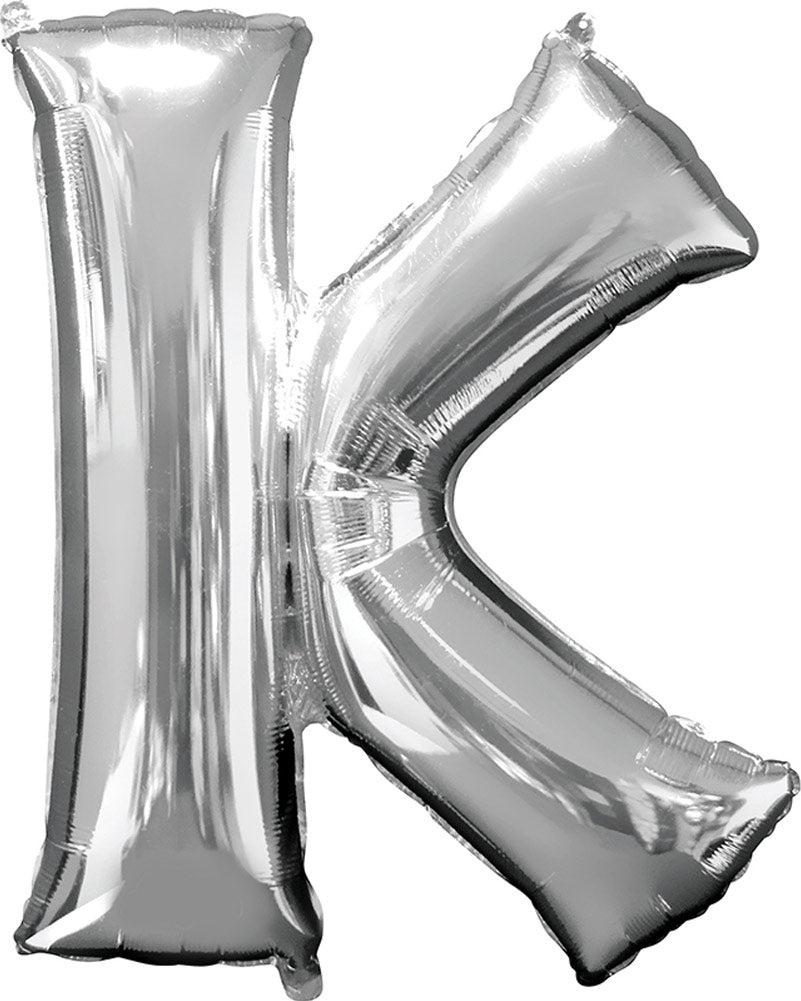 Letter K Silver Megaloon Foil Balloon 100cm