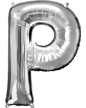 Letter P Silver Megaloon Foil Balloon 100cm