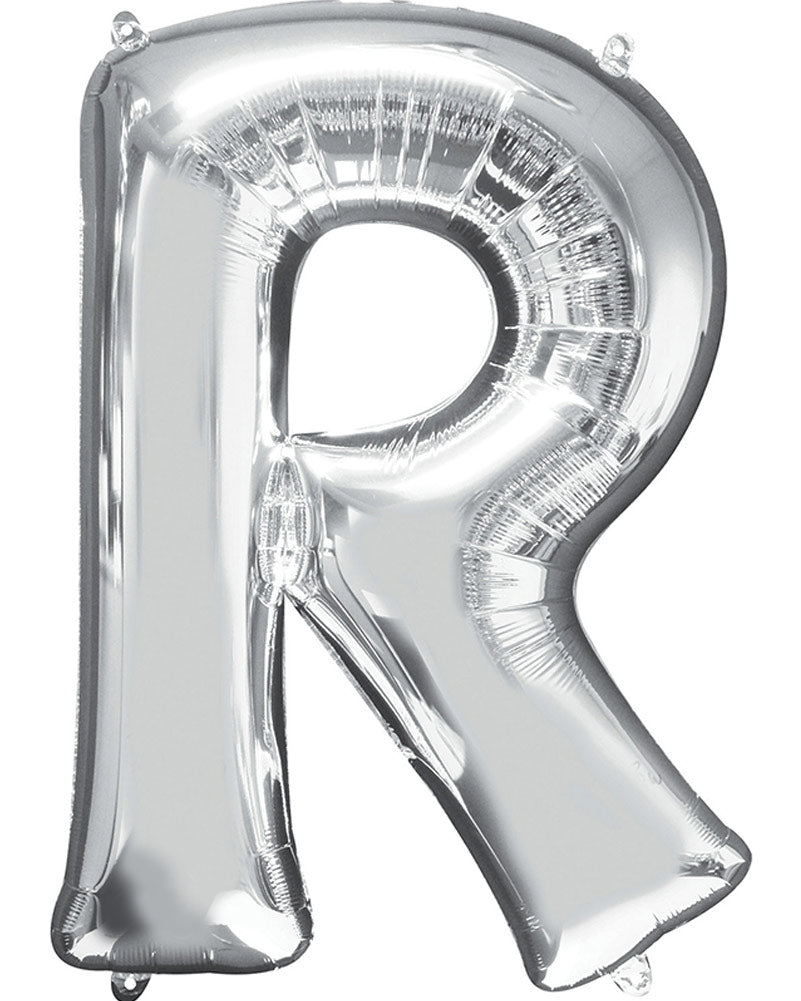 Letter R Silver Megaloon Foil Balloon 100cm