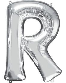 Letter R Silver Megaloon Foil Balloon 100cm
