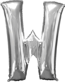 Letter W Silver Megaloon Foil Balloon 100cm