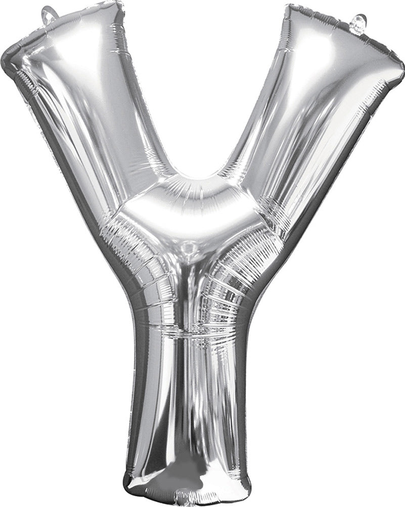Letter Y Silver Megaloon Foil Balloon 100cm