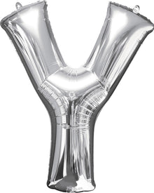 Letter Y Silver Megaloon Foil Balloon 100cm