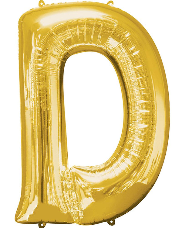 Letter D Gold Megaloon Foil Balloon 100cm