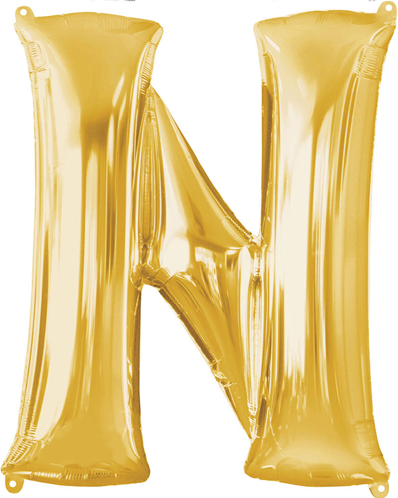 Letter N Gold Megaloon Foil Balloon 100cm