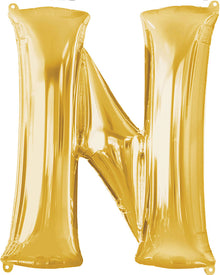 Letter N Gold Megaloon Foil Balloon 100cm