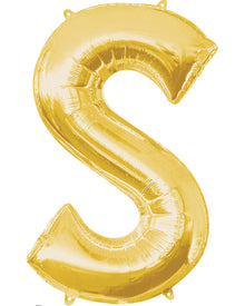 Letter S Gold Megaloon Foil Balloon 100cm