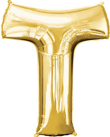 Letter T Gold Megaloon Foil Balloon 100cm