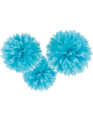 Blue Fluffy Hanging Decorations Pack of 3