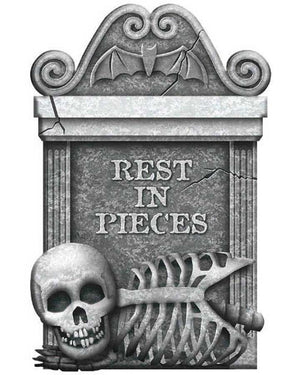 Rest In Pieces Grey Foam Tombstone 55cm