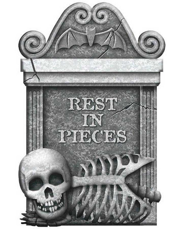 Rest In Pieces Grey Foam Tombstone 55cm