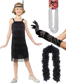 1920s Black Flapper Girls Costume Kit