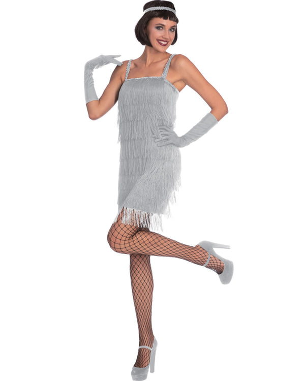 20s Silver Flapper Womens Costume