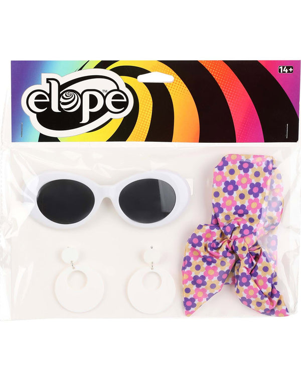 1960s Deluxe Scarf Sunglasses and Pair of Earrings Accessory Set
