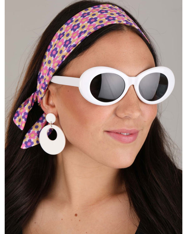1960s Deluxe Scarf Sunglasses and Pair of Earrings Accessory Set