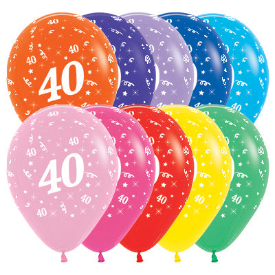 Sempertex 30cm Age 40 Fashion Assorted Latex Balloons Pack of 25