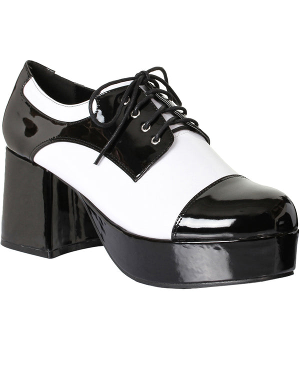 1970s Black and White Platform Mens Shoes