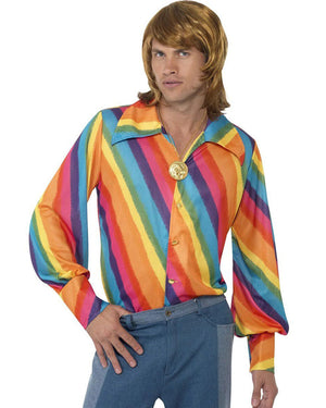 1970s Rainbow Colour Mens Shirt