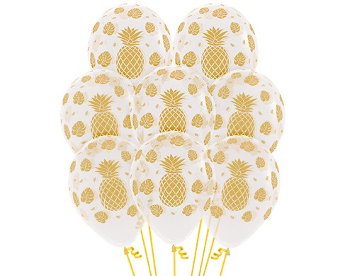 Sempertex 30cm Tropical Design on Crystal Clear Latex Balloons 12PK Pack of 12