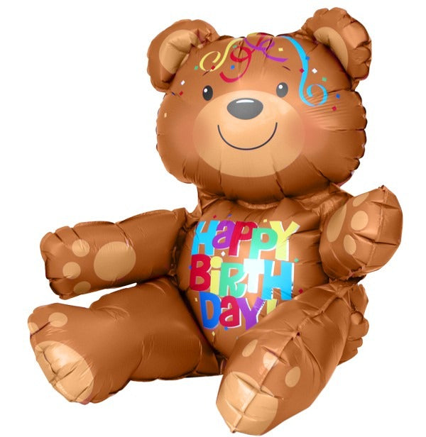 Happy Birthday Bear Foil Balloon 48cm