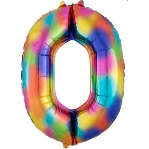 SuperShape Rainbow Splash Numeral 0 Balloon