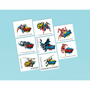 Justice League Heroes Unite Tattoo Favors Pack of 8