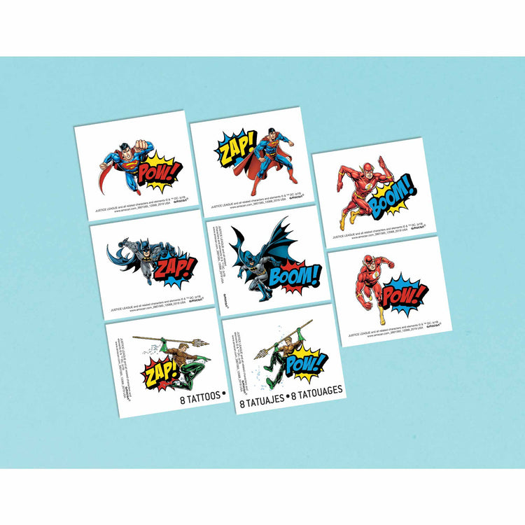 Justice League Heroes Unite Tattoo Favors Pack of 8