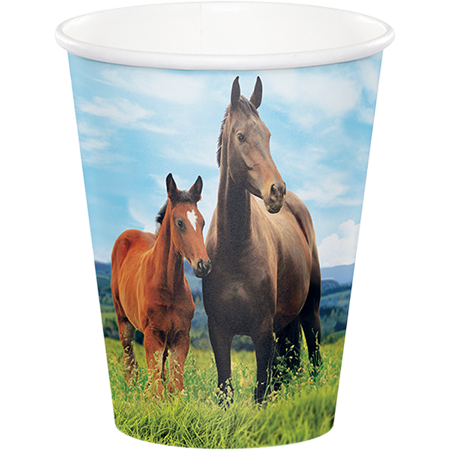 Horse and Pony Cups Paper 266ml Pack of 8