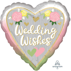 45cm Standard HX Wedding Wishes Ombre Balloon