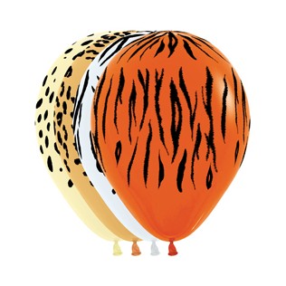 Sempertex 30cm Jungle Safari Animal Print Fashion Assorted Latex Balloons 12PK Pack of 12