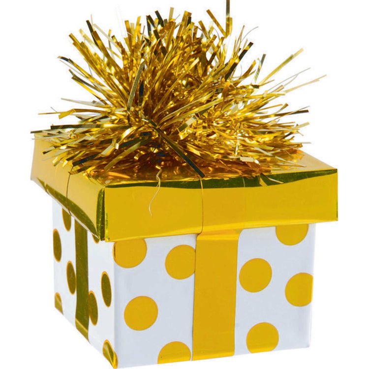 Gold Dots Gift Box Shaped Balloon Weight