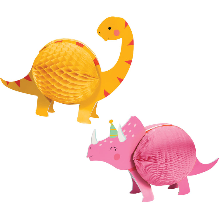 Girl Dino Party Decor Centrepieces Honeycomb Pack of 2