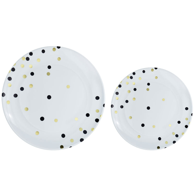 Premium Plastic Plates Hot Stamped with Jet Black Dots Pack of 20