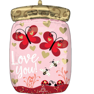 Standard Shape XL Love Bugs & Butterflies Jar Love You! Balloon