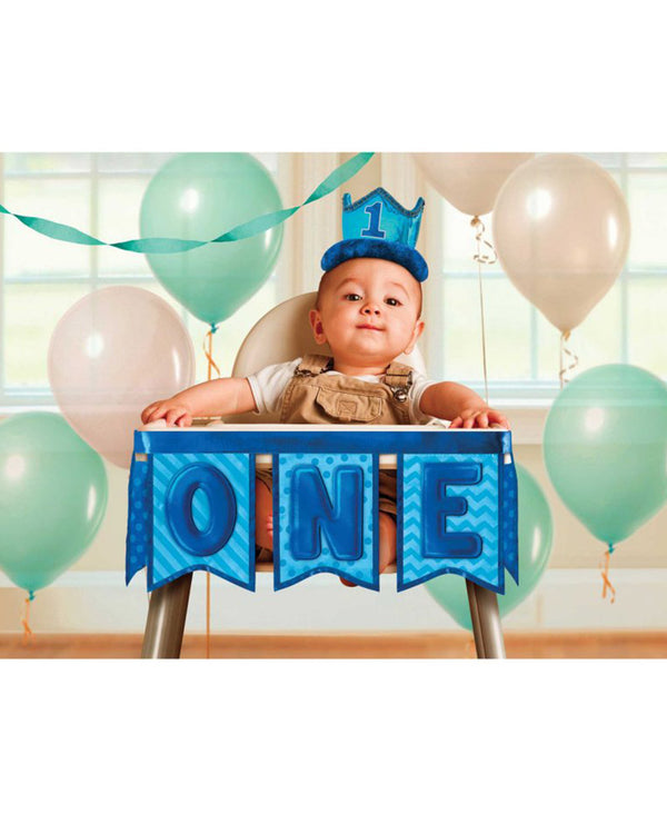 1st Birthday Blue High Chair Decoration