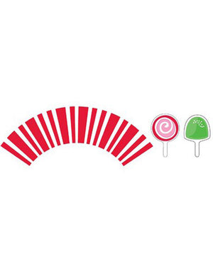 Christmas Candy Canes Cupcake Wrappers and Picks Pack of 12