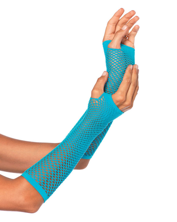 80s Turquoise Triangle Net Fingerless Gloves