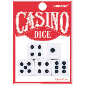 Casino Playing Dice Set of 5 Pack of 5