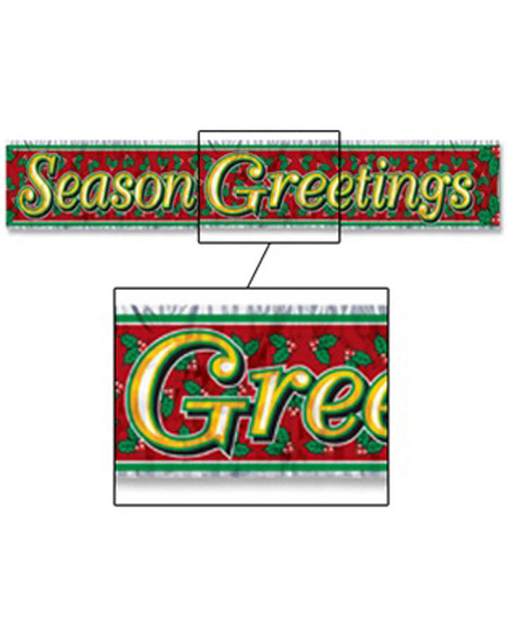 Christmas Seasons Greetings Metallic Fringed Banner