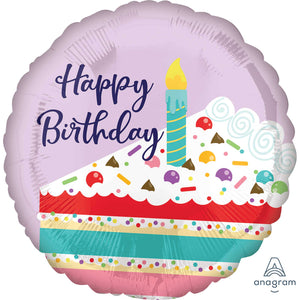 45cm Standard HX Purple Confetti Cake Happy Birthday Balloon