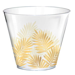 Key West Premium Plastic Tumblers 266ml Foil Hot Stamped Palm Leaves Pack of 30