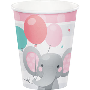 Enchanting Elephant Girl Cups Paper 266ml Pack of 8