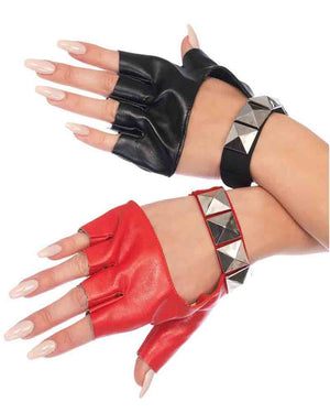 Harley Two Tone Studded Fingerless Gloves